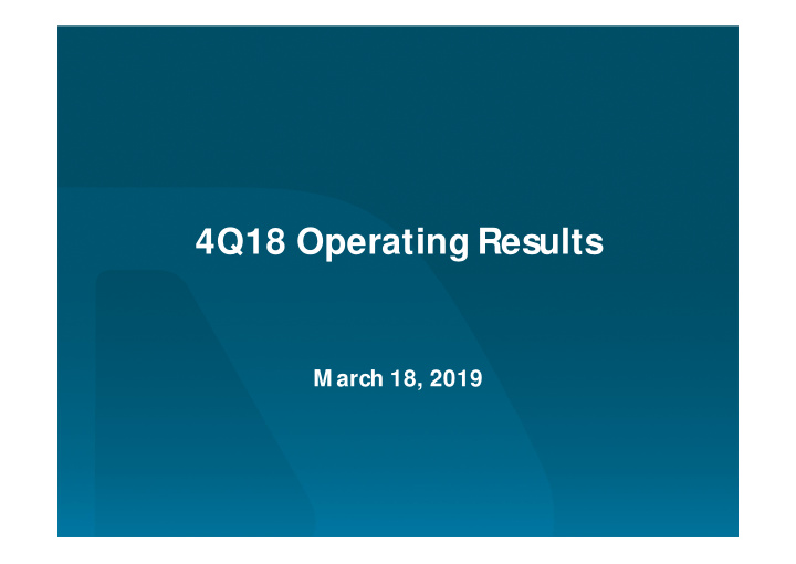 4q18 operating results