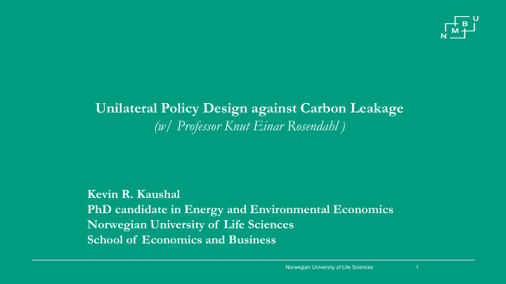 unilateral policy design against carbon leakage w
