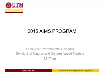 2015 AIMS PROGRAM  Faculty of Environmental Sciences  Divisions of Natures and Cultures based