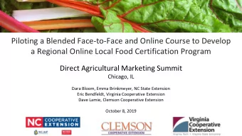 Piloting a Blended Face-to-Face and Online Course to Develop  a Regional Online Local Food
