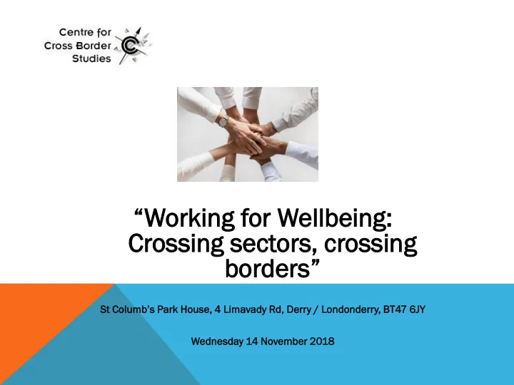 working for wellbeing