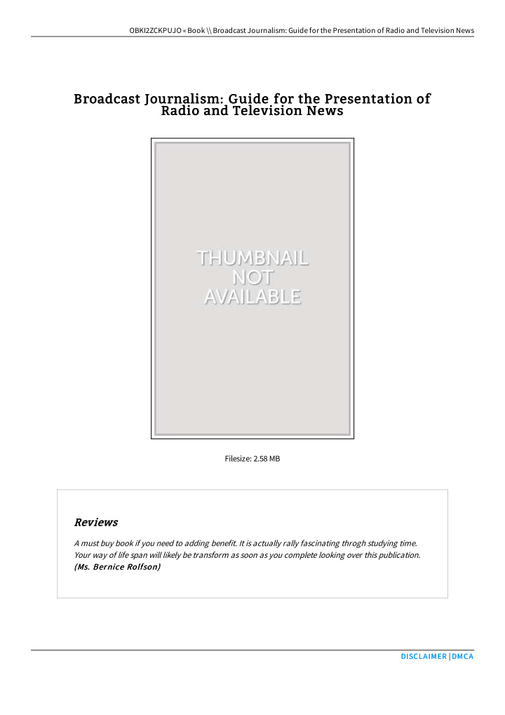 broadcast journalism guide for the presentation of