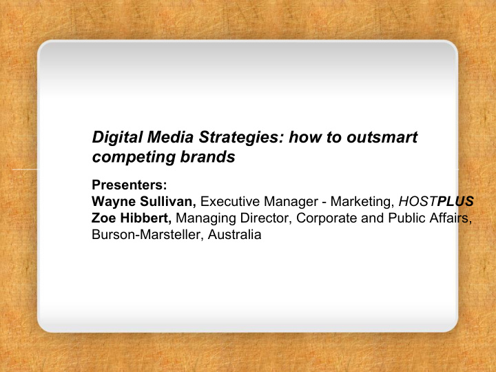 digital media strategies how to outsmart competing brands