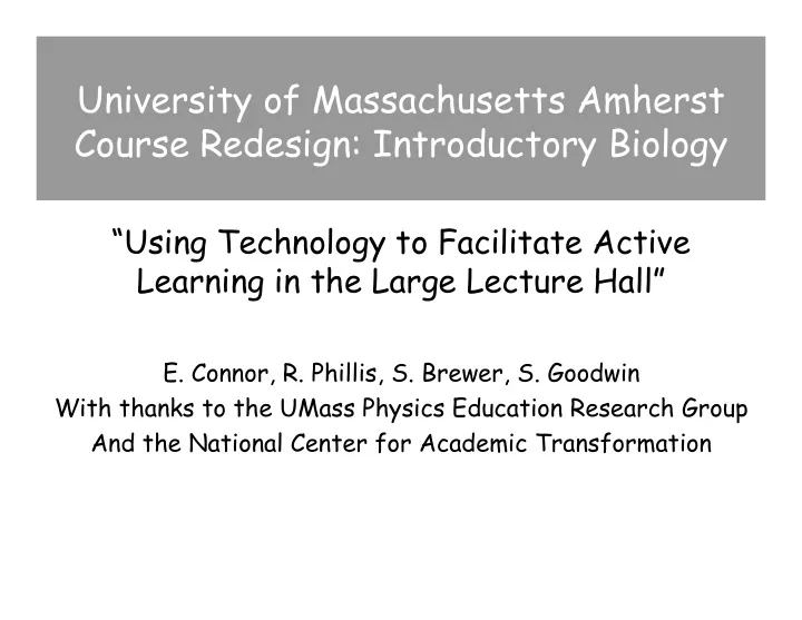 university of massachusetts amherst course redesign