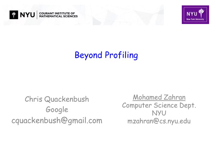 beyond profiling