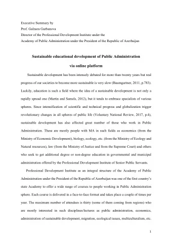 Sustainable educational development of Public Administration  via online platform  Sustainable