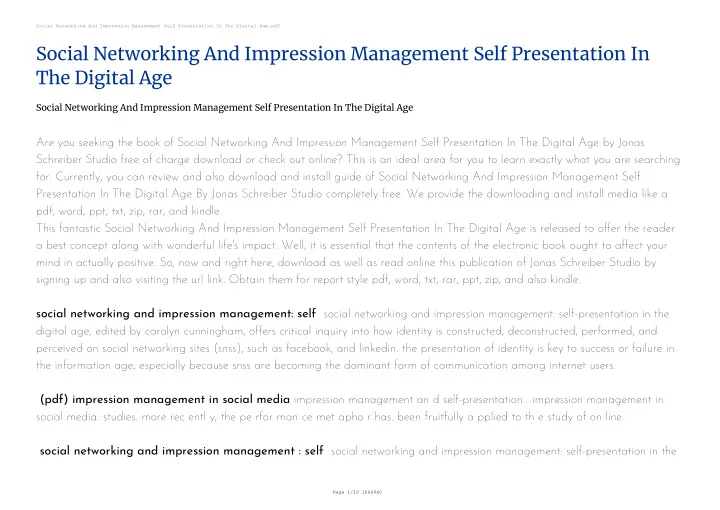 social networking and impression management self