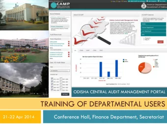 TRAINING OF DEPARTMENTAL USERS  Conference Hall, Finance Department, Secretariat  21-22 Apr 2014