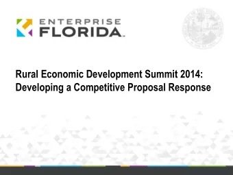 Rural Economic Development Summit 2014:  Developing a Competitive Proposal Response  Lead to