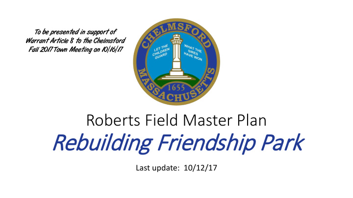 rebuilding f friendship p park