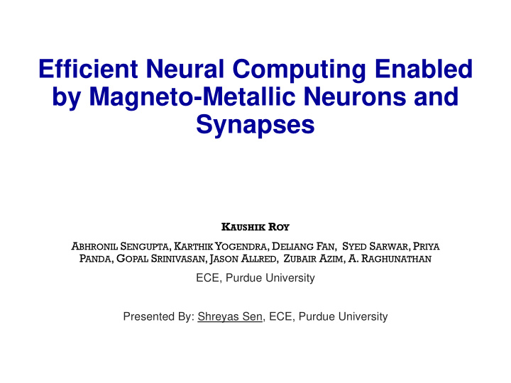 efficient neural computing enabled