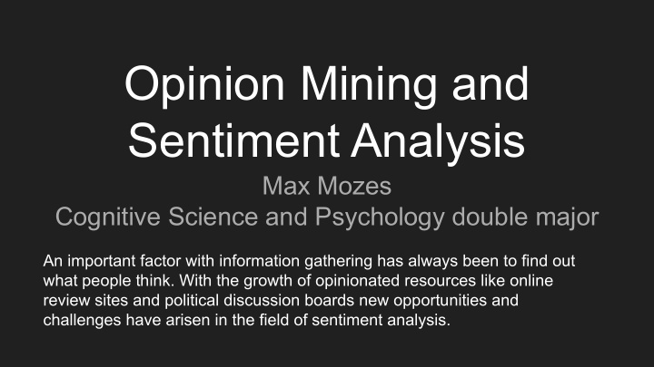 opinion mining and sentiment analysis