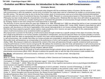 - Evolution and Mirror Neurons. An Introduction to the nature of Self-Consciousness -  (1/7)