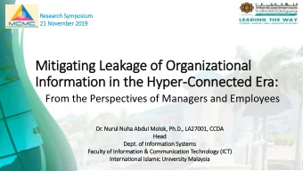 Mit  itigating Leakage of Organizational  Information in  In  in the Hyper-Connected Era:  From the