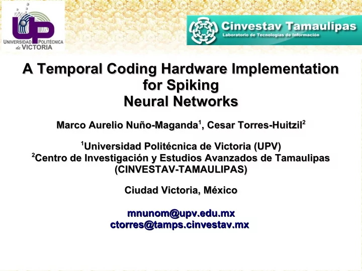 a temporal coding hardware implementation a temporal