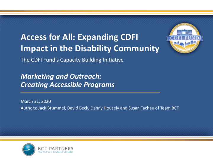 access for all expanding cdfi impact in the disability