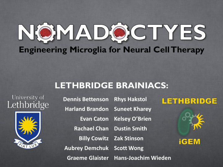 engineering microglia for neural cell therapy lethbridge