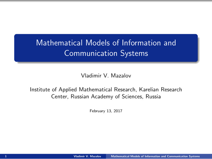 mathematical models of information and communication