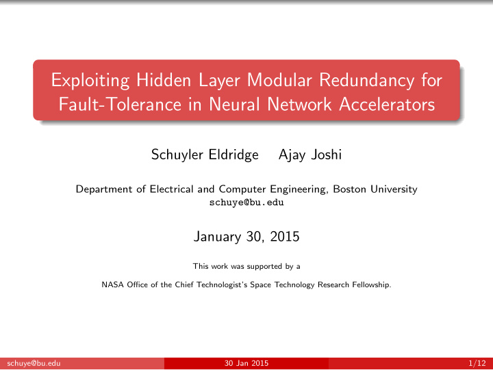 exploiting hidden layer modular redundancy for fault