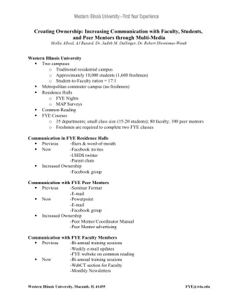 Creating Ownership: Increasing Communication with Faculty, Students,  and Peer Mentors through