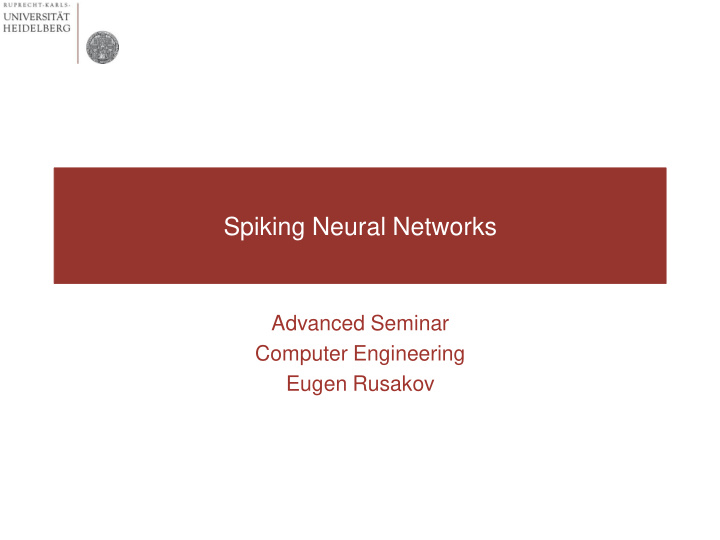 spiking neural networks