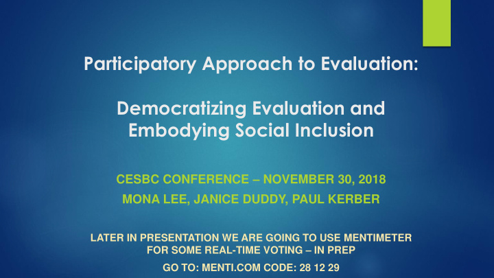 participatory approach to evaluation democratizing