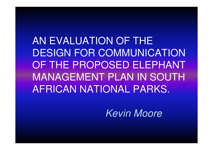 an evaluation of the design for communication of the