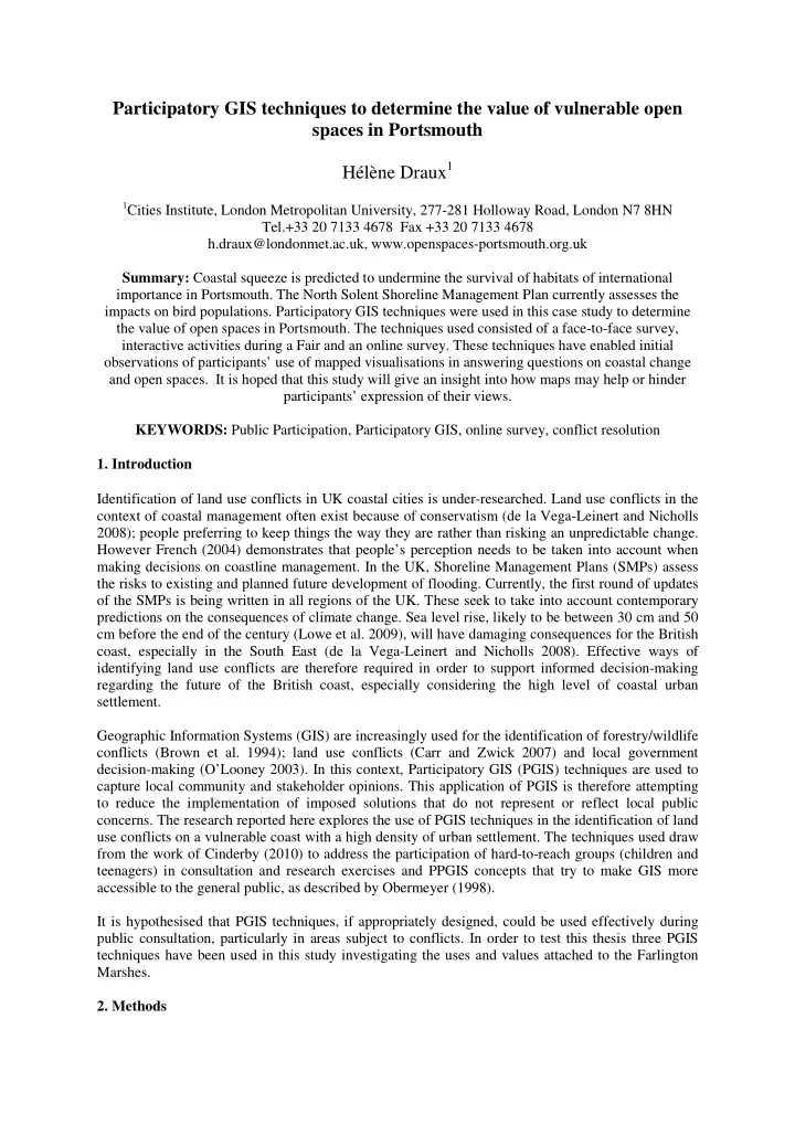 participatory gis techniques to determine the value of