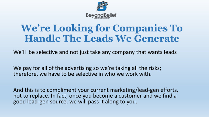 handle the leads we generate
