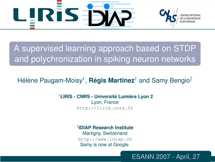 a supervised learning approach based on stdp and