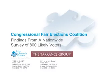 Findings From A Nationwide  Survey of 800 Likely Voters  1726 M St., NW  201 N. Union Street  Suite