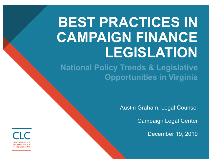 best practices in campaign finance legislation