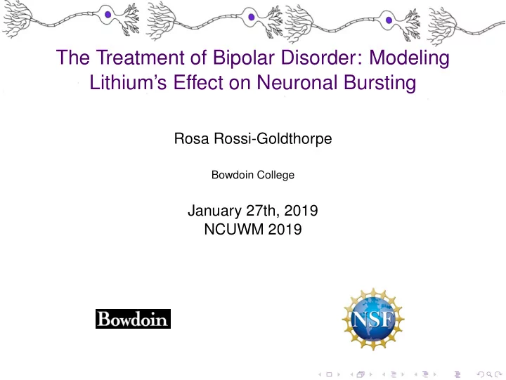the treatment of bipolar disorder modeling lithium s