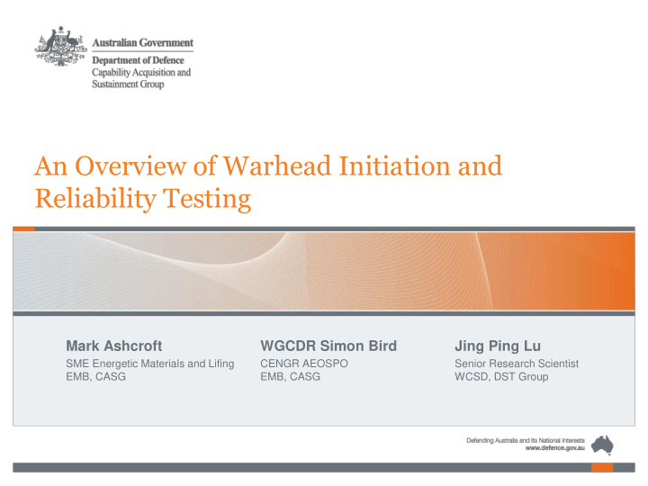 an overview of warhead initiation and