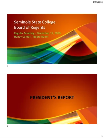 PRESIDENTS REPORT  2  1  4/28/2020  Personnel Update  Resignation received from: Lynette Cagle