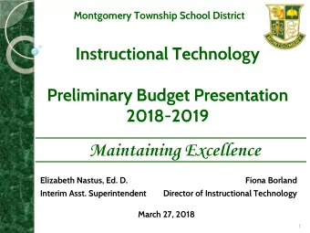 Maintaining Excellence  Elizabeth Nastus, Ed. D.  Fiona Borland  Interim Asst. Superintendent