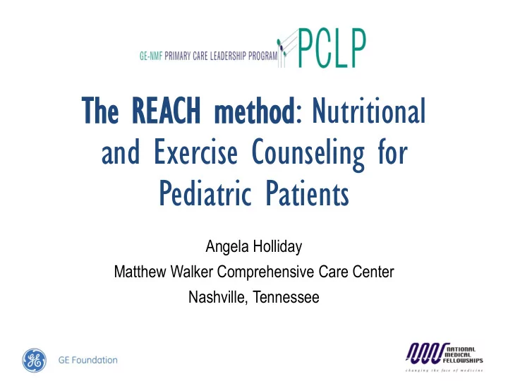 and exercise counseling for