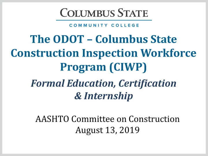 the odot columbus state construction inspection workforce