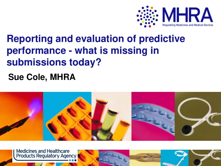 reporting and evaluation of predictive performance what