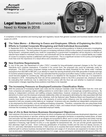 1  The Yates Memo  A Warning to Execs and Employees: Effects of Explaining the DOJs  Efforts