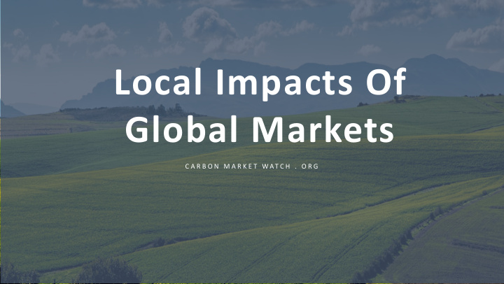 local impacts of global markets