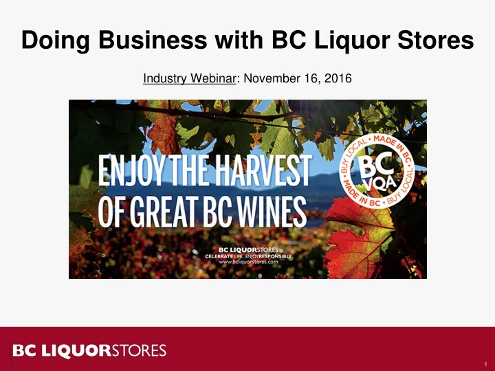 doing business with bc liquor stores