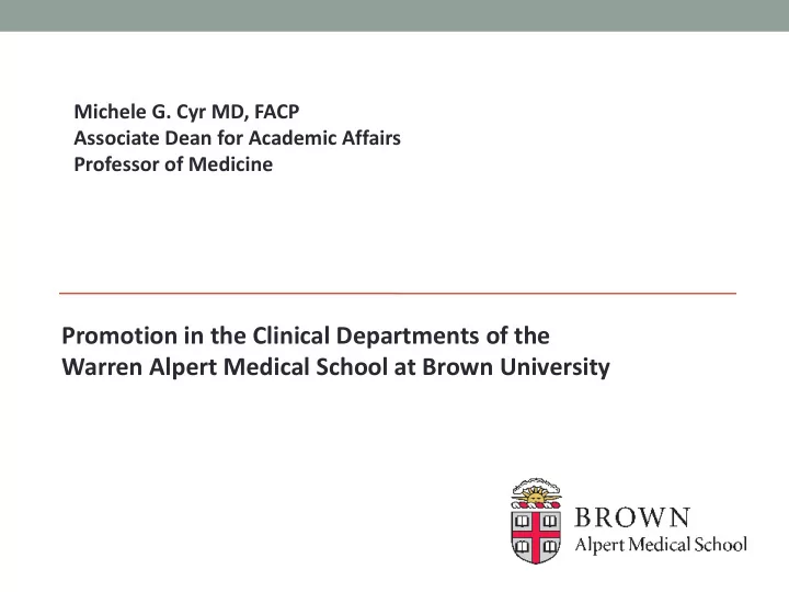 promotion in the clinical departments of the warren