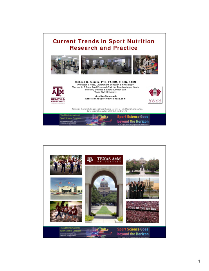 current trends in sport nutrition research and practice