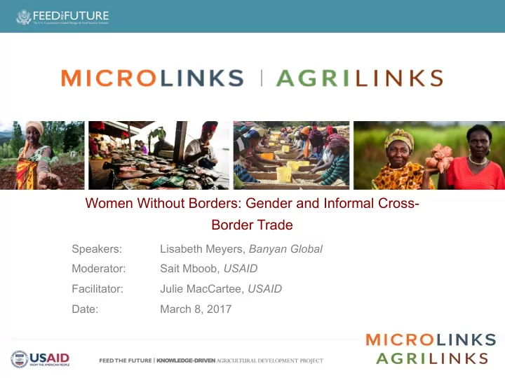 women without borders gender and informal cross border