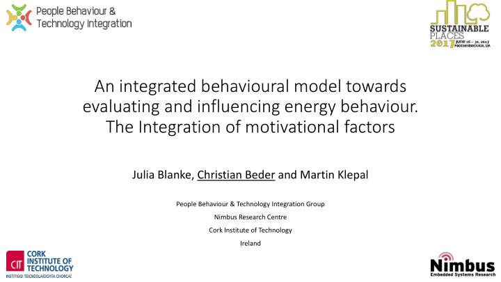an integrated behavioural model towards