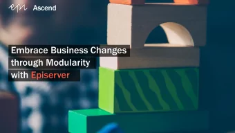 through Modularity  with Episerver  Hi! Im Casper Rasmussen [  smusn]  Agenda  1. Lets