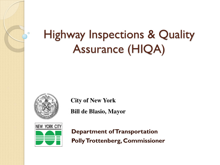 highway inspections quality assurance hiqa