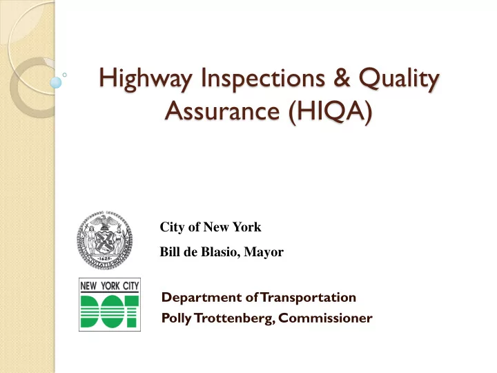 highway inspections quality assurance hiqa