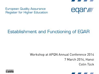 E  s  t  a  b  l  i  s  h  me  n  t  a  n  d  F  u  n  c  t  i  o  n  i  n  g  o  f  E  Q  A  R  W